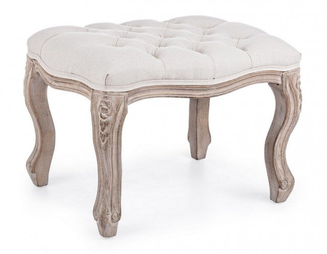 2x Taburete reposapiés Natural en tela de estilo clásico