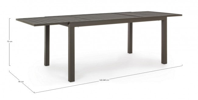 Mesa extensible de aluminio para exterior Caffè HILDE YK14 160-240x90x h75 cm