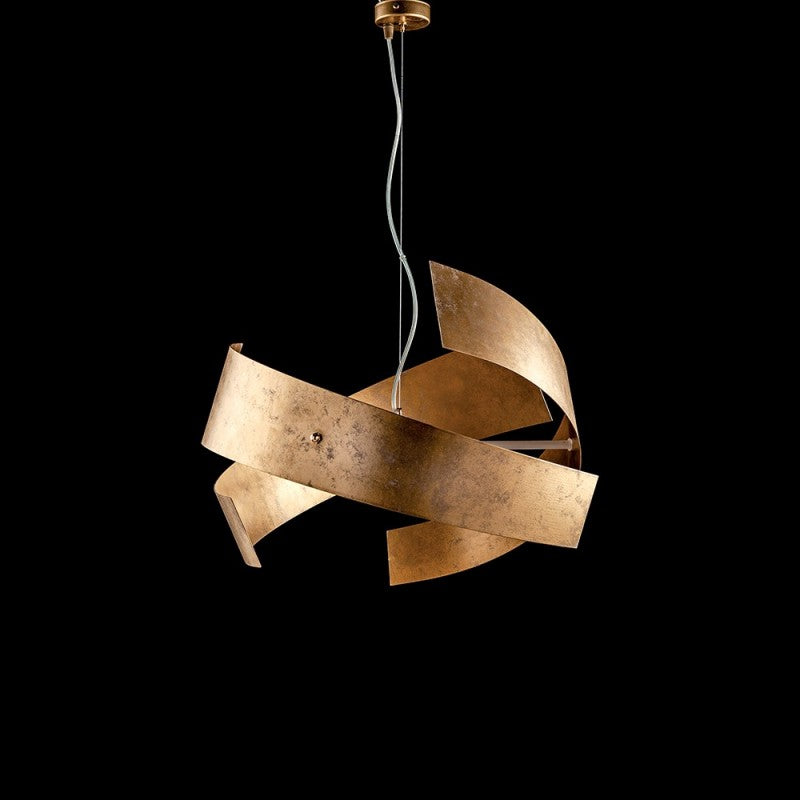 Lámpara colgante Urban Light de hierro lacado en oro, 3 luces, 57 x altura 28 cm