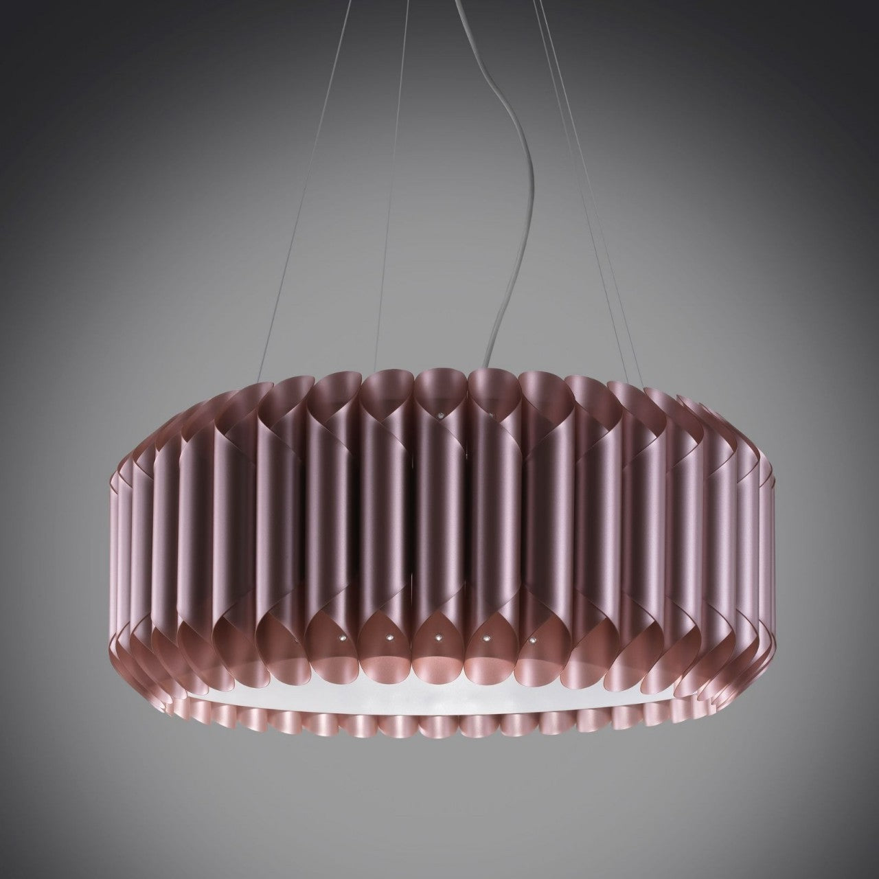 Lámparas colgantes de 3 luces de metal rosa en metal cromado cm. 60 x 31h