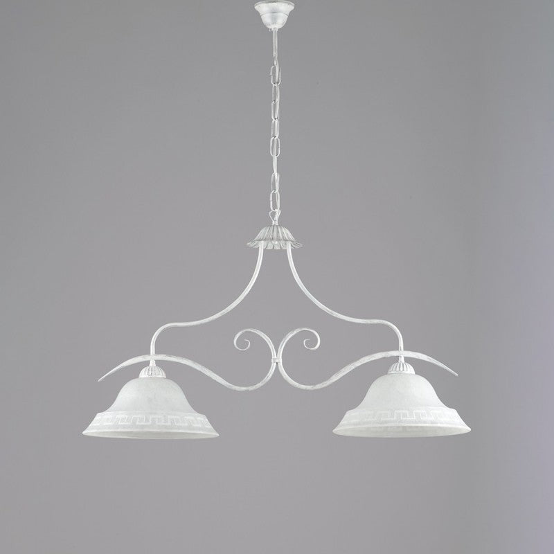 Araña clásica de hierro blanco plateado con dos luces 85x h51 cm