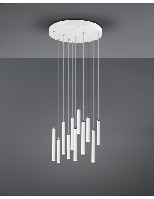 Suspensión Tubular Moderna 11 Tubos LED Blancos Ø40 cm Trio Lighting