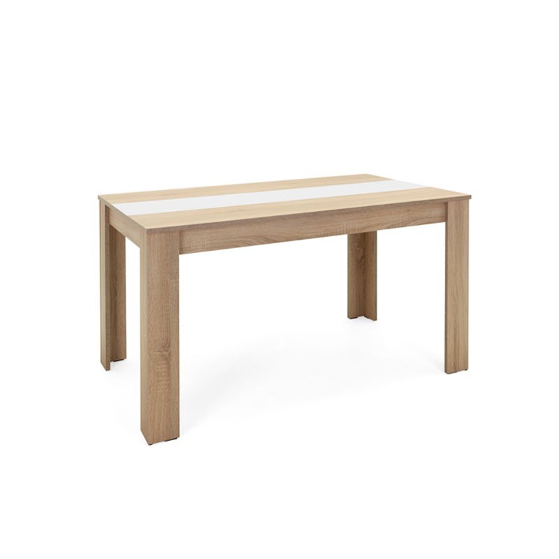 Mesa de comedor color roble con inserto reversible blanco o negro 138x80xh.74 cm