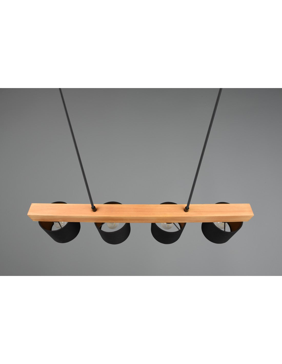 Lámpara de araña lineal de madera 4 pantallas negras Cameron Trio Lighting
