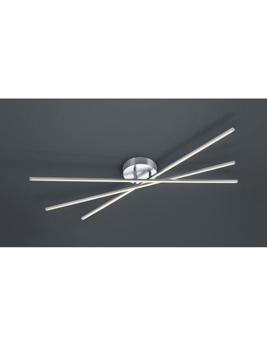 Tiriac Lámpara de techo moderna 3 varillas LED de níquel L100 cm Trio Lighting