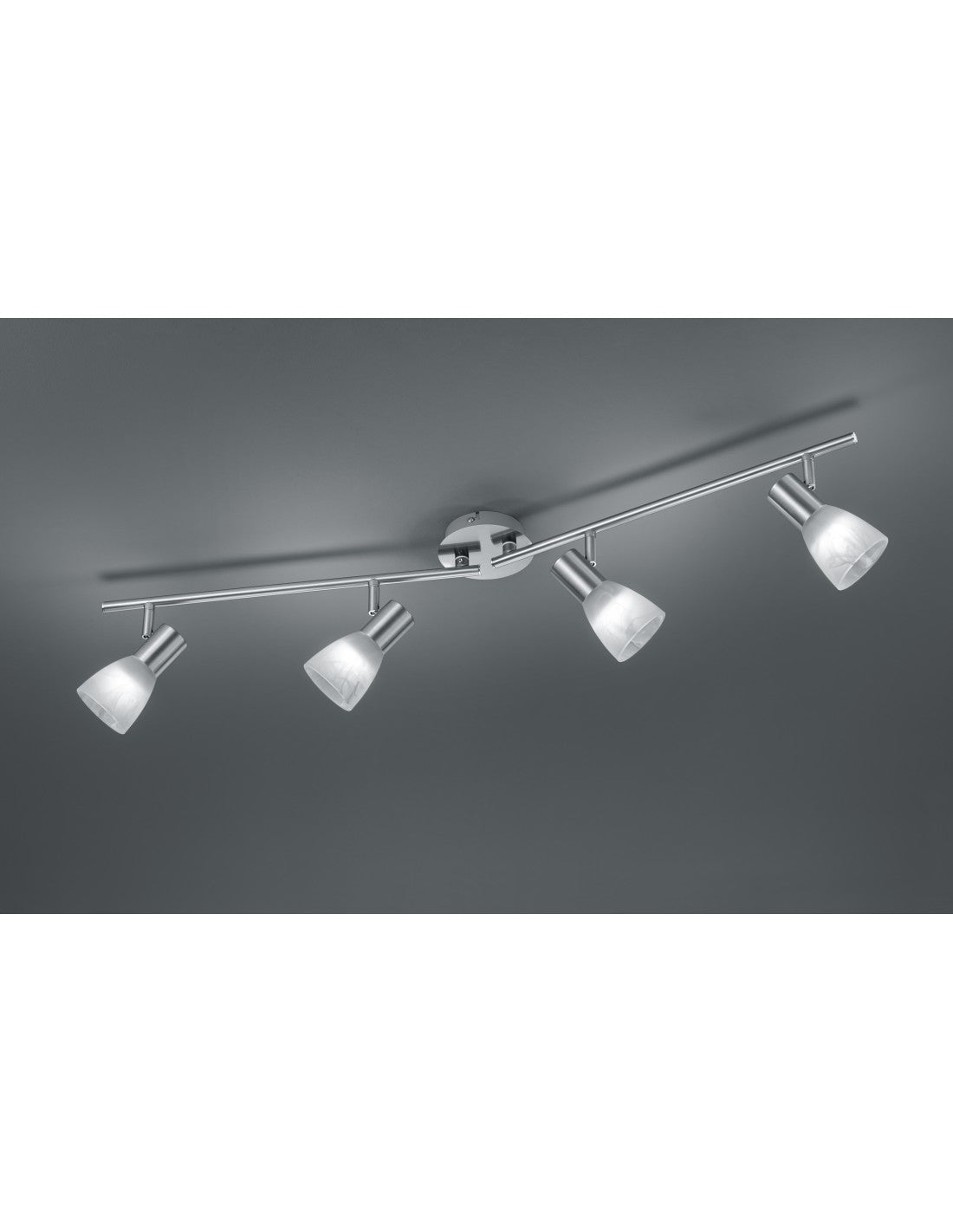 Foco Visto 4xE14 LED Níquel Y Vidrio Alabastro L90 cm Trio Lighting