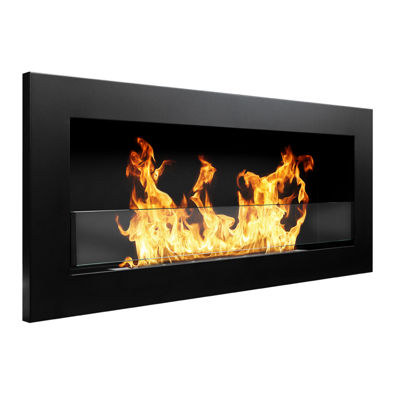 Chimenea de bioetanol empotrada o de pared Livorno Nero L 90 x P 12 x H 40 con vidrio