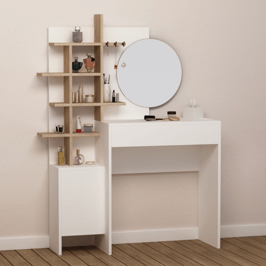 Toilette trucco Mup bianca con vani a giorno rovere EFFEZ