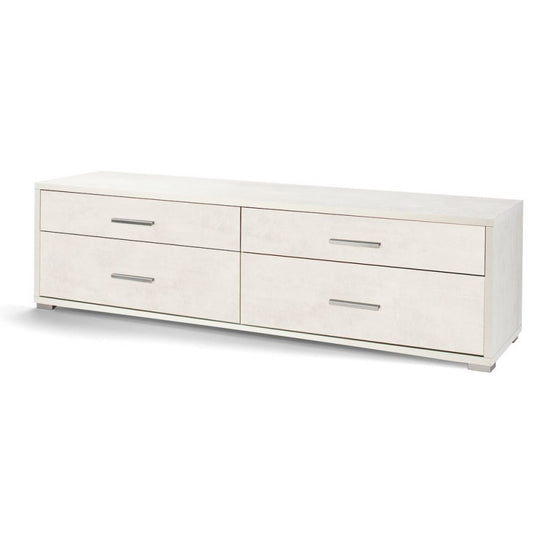 Mueble TV bajo de madera con cuatro cajones Ossido Blanco 179x47x h50 cm