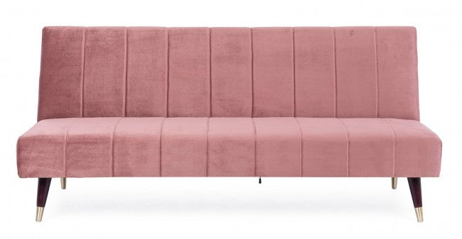Sofá cama reclinable de tres plazas rosa
