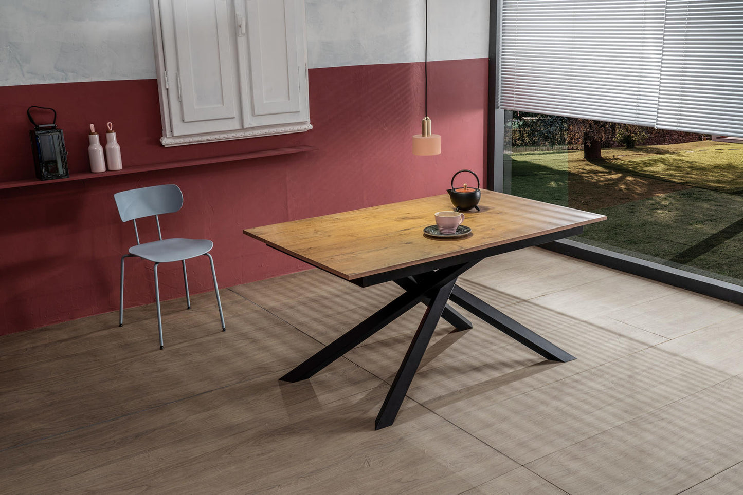 Mesa extensible hormigón gris - negro 90 cm x 140- 190 cm Alt. 76 cm