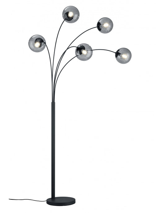 Lámpara de pie Diseño 5 Esferas Vidrio Ahumado Balini Antracita Trio Lighting