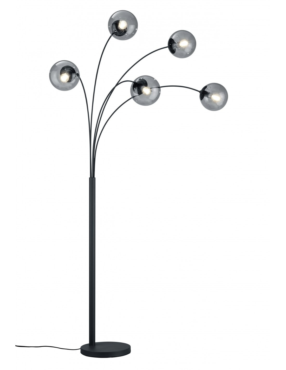 Lámpara de pie Diseño 5 Esferas Vidrio Ahumado Balini Antracita Trio Lighting
