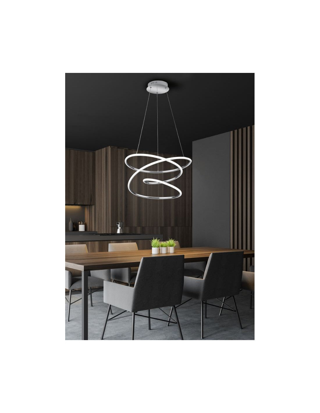 Lámpara Led Dimmer 4000k Diseño Moderno Vortice Chrome Bolonia Trio Lighting
