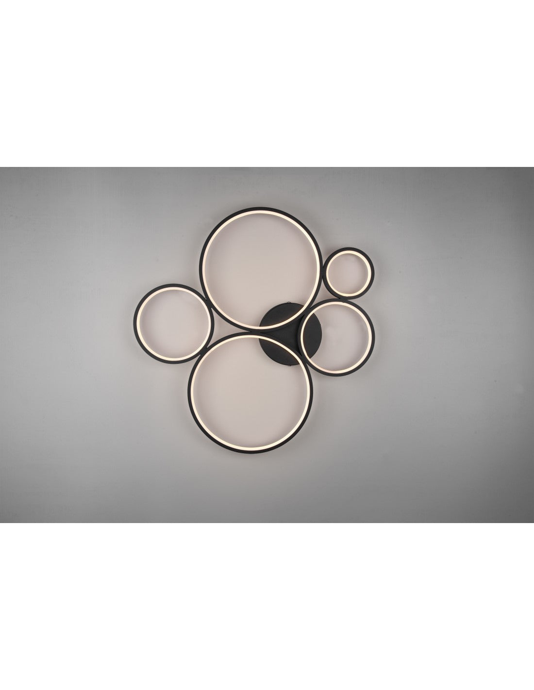 Lámpara de techo Rondo 5 círculos LED regulables negro L 59 cm Trio Lighting