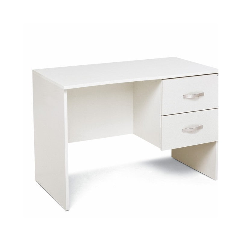 Escritorio de 2 cajones de fresno blanco de madera revestida de melamina Al.75x119x64 cm