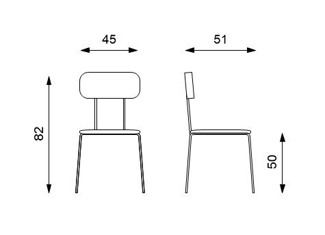 4x Silla de polipropileno con asiento azul claro.