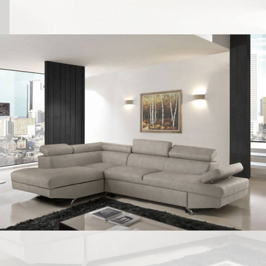 Sofá esquinero Julie izquierdo con cama nido gris 297x206x79