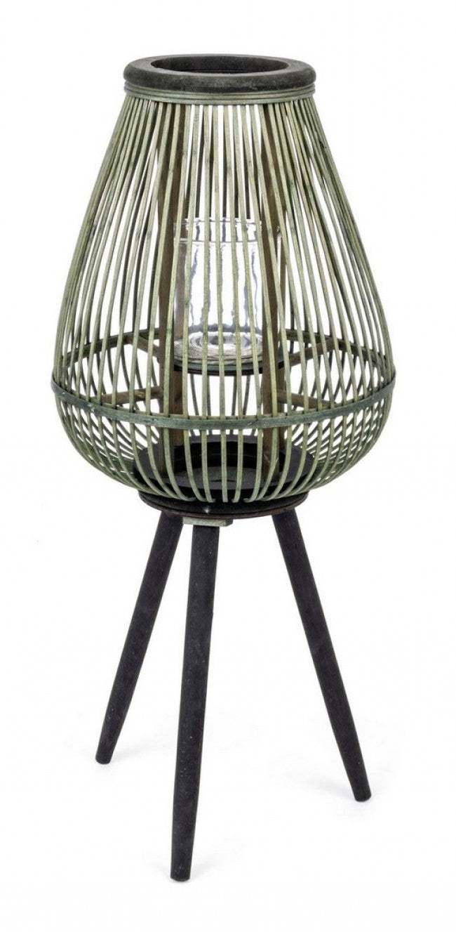4x Linterna Trípode de Bambú Ver-Negro H61.5