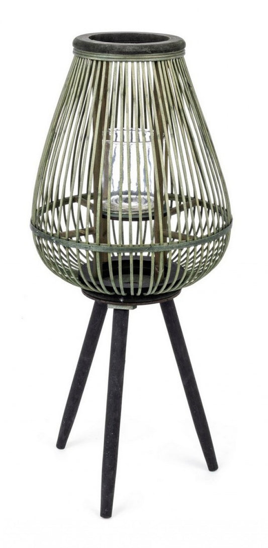 4x Linterna Trípode de Bambú Ver-Negro H61.5