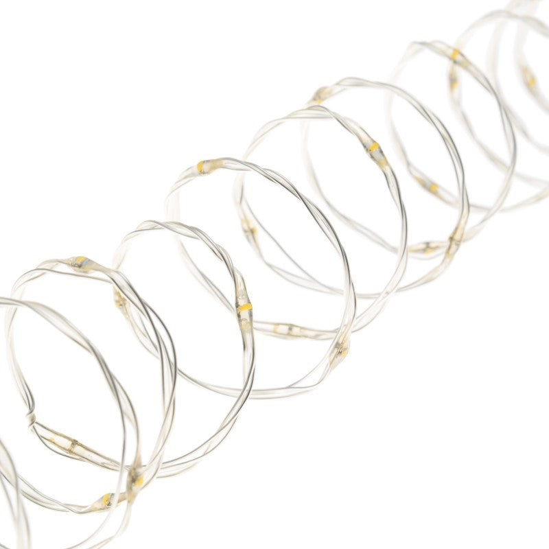 Cadena 500 MicroLED Bobina 25m cable blanco cálido plata transparente