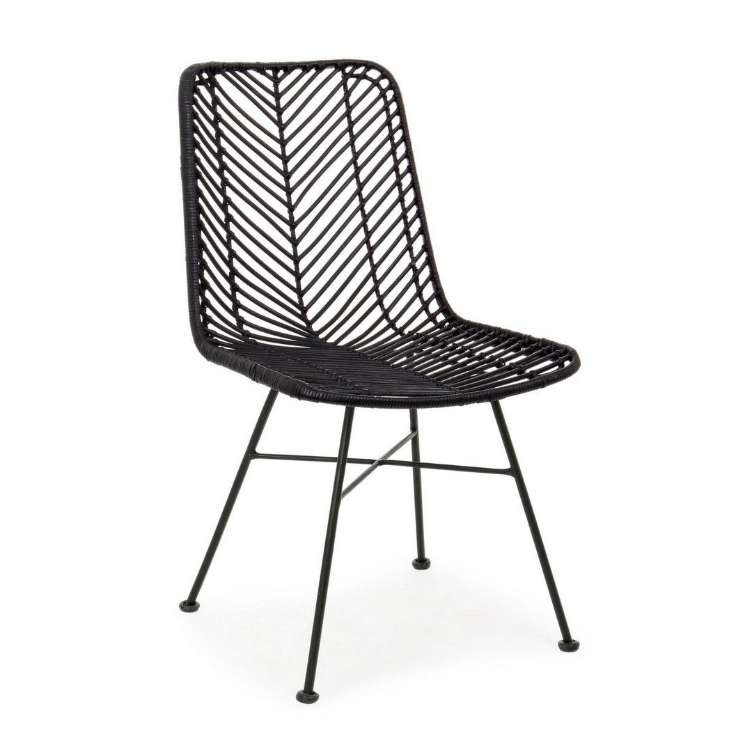 2x Silla tejida de ratán negro Lorena