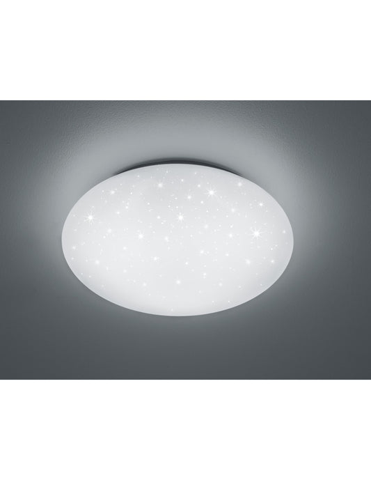 Moderna lámpara de techo LED blanca Lukida con iluminación en trío con efecto de estrella parpadeante