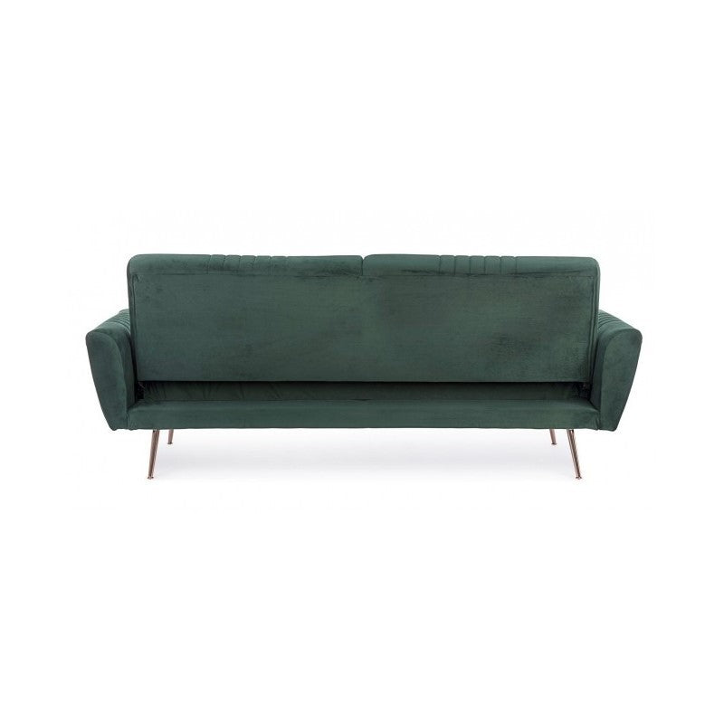 Sofá cama de tres plazas en terciopelo Verde Oscuro JOHNNY 210x83x h85 cm