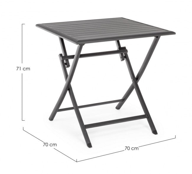 ELIN Mesa exterior plegable de aluminio antracita 70x70x h71 cm