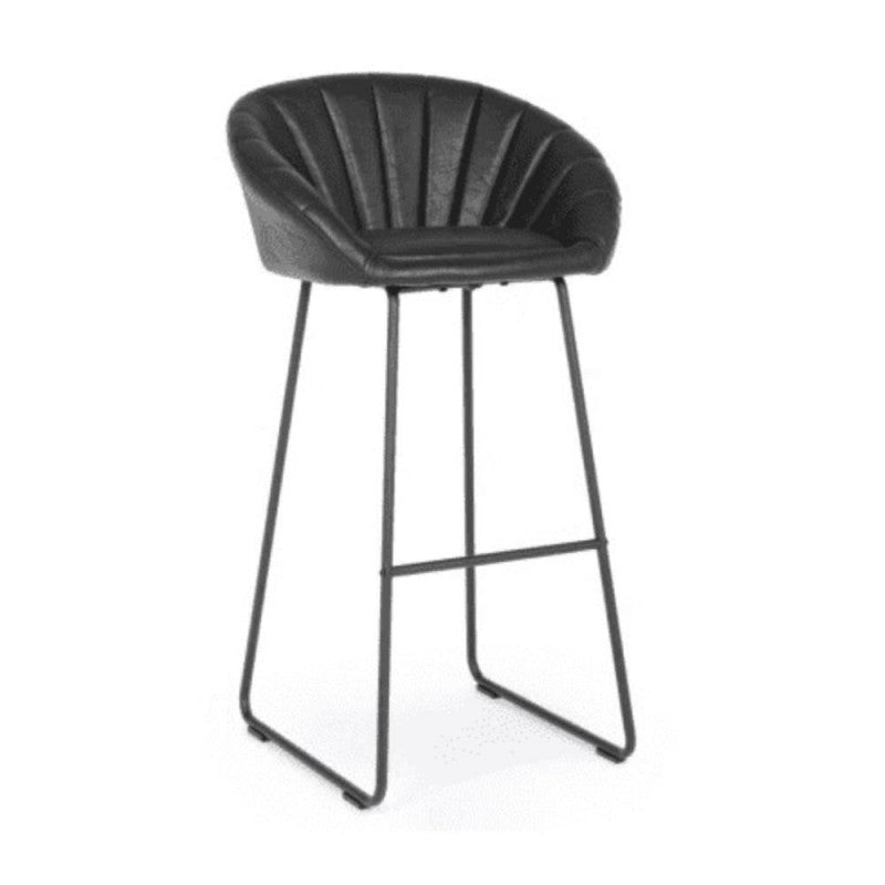 Taburete de bar vintage de ecopiel negro Jacky Bizzotto