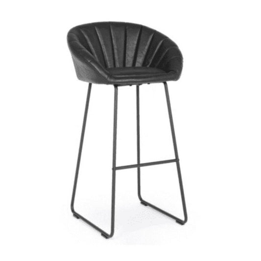 Taburete de bar vintage de ecopiel negro Jacky Bizzotto