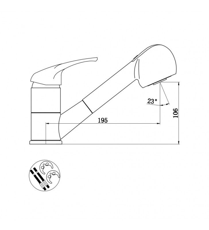 Grifo para lavabo de un orificio con ducha extraíble