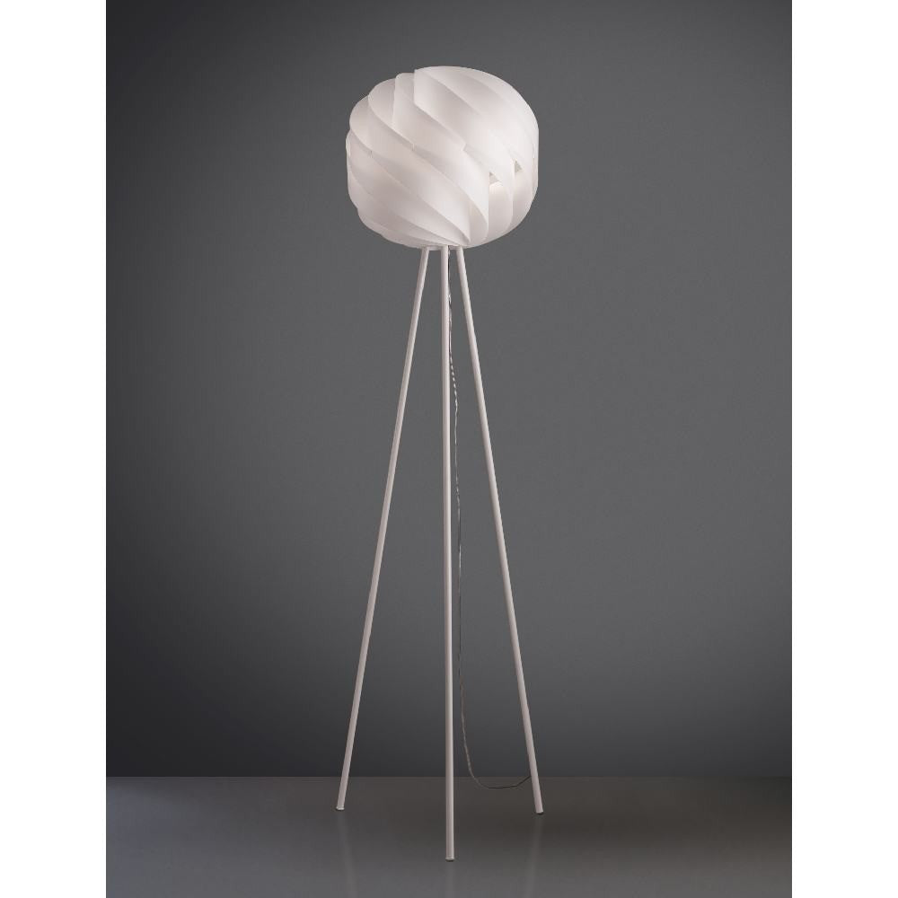 Lámpara de pie trípode de metal blanco cm. 40 x 163h