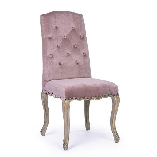 Silla Diva clásica de madera de terciopelo rosa 51 x 53 x 99 cm