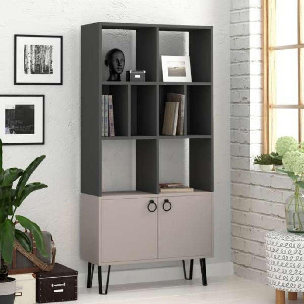 Librería Bene con puertas gris tórtola antracita