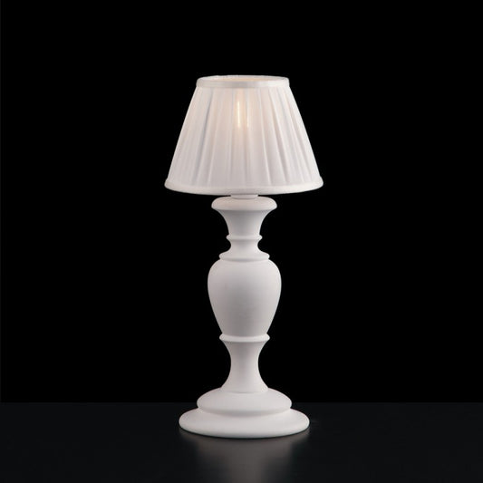 Lámpara de mesita de noche Shabby de madera y pulpa de madera blanca 36 cm