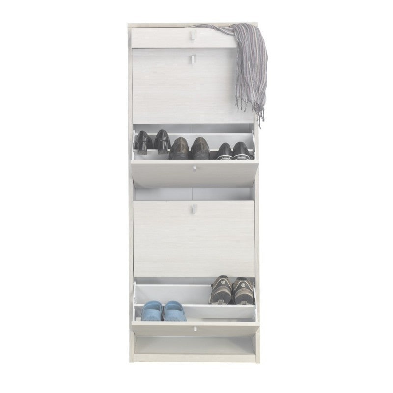Zapatero con cuatro puertas y un cajón superior en Oxy White 63x29x h164 cm