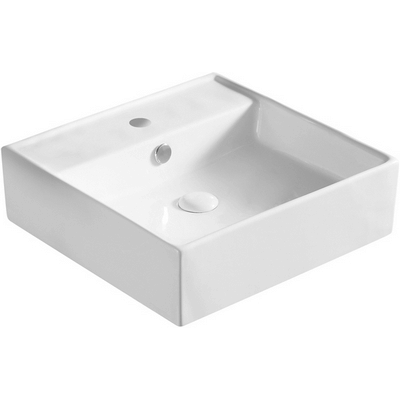 Lavabo sobre encimera 46,5 x 46,5 cm, color blanco