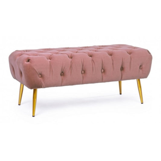 Mueble banco puf rosa con patas 103 x46x40h cm