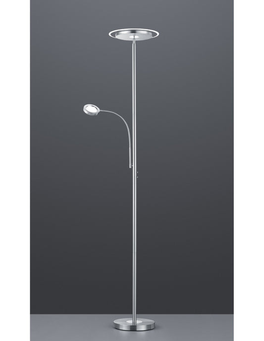 Lámpara de pie LED con foco de lectura regulable Ackbar Nichel Trio Lighting