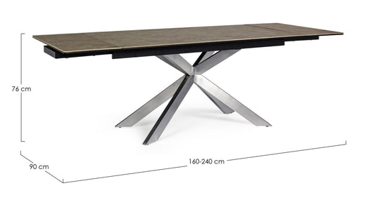 Mesa extensible Arzachel acero cerámico 160-240 x 90 cm