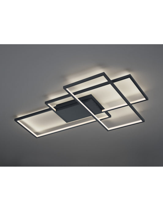 Lámpara de techo LED Thiago 3 Rectángulos L114 cm Antracita Trio Lighting