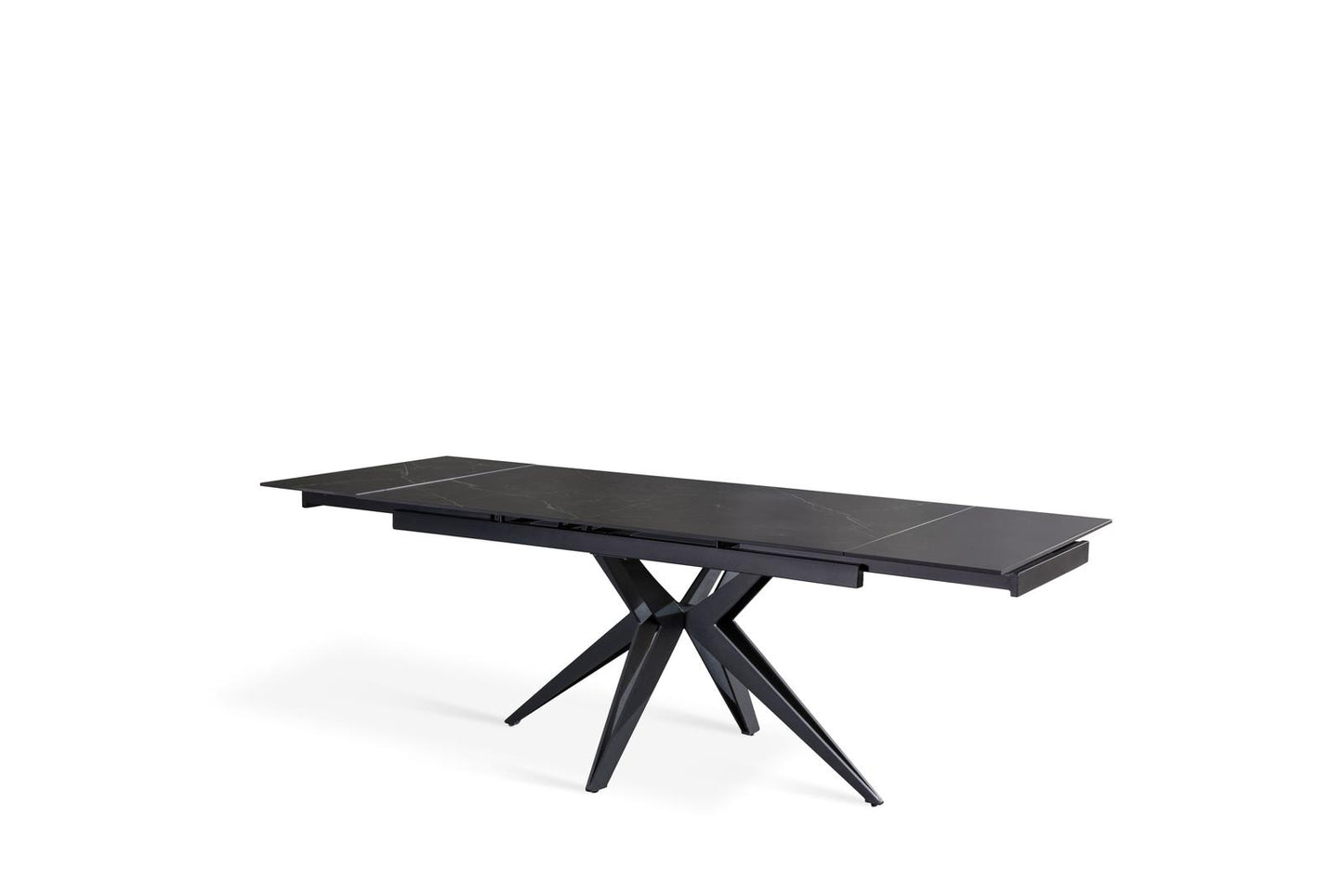 Mesa extensible negro mate 90 cm x 160-240 cm Alt. 76 cm