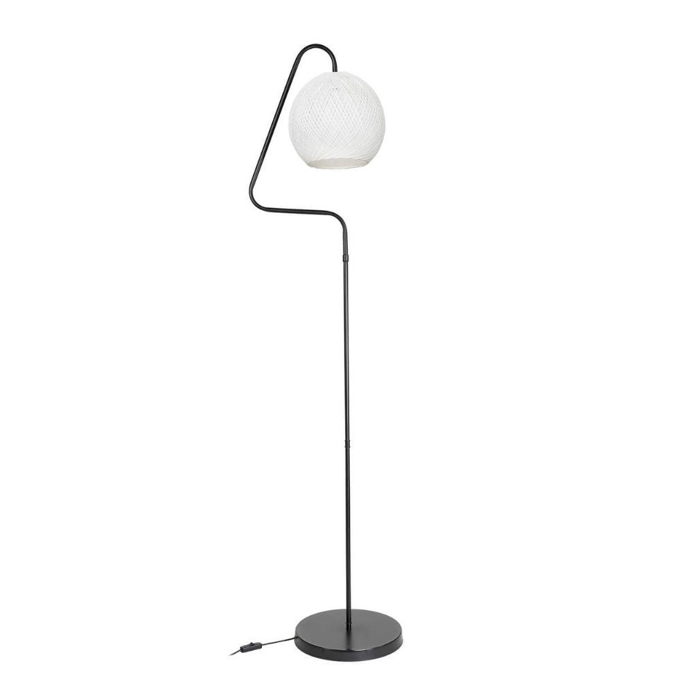 Lámpara de pie Yumak MDL4256 gris con pantalla de tela blanca
