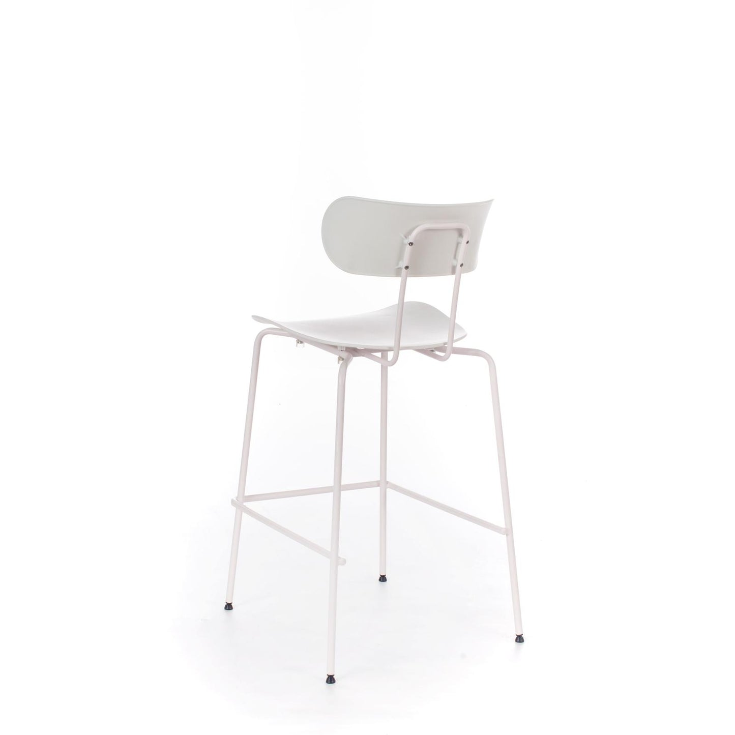 4x Taburete de polipropileno con asiento blanco.