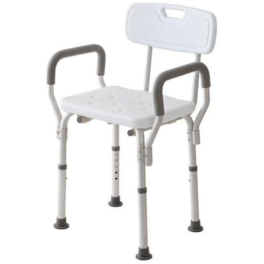 Silla de Ducha Aluminio Blanco-Plata 51x44,5x h83 cm