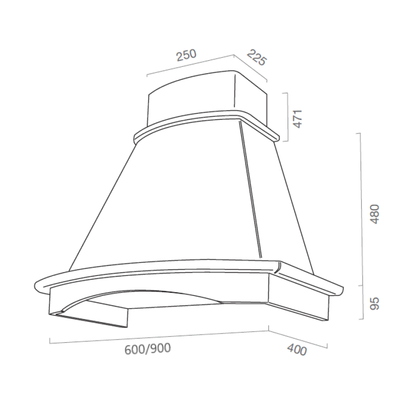 Campana de cocina rústica BELLA blanca con estructura de madera incrustación color tabaco 90 cm