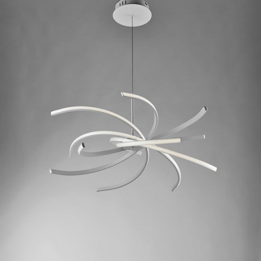 Lámpara de araña integrada LED blanca de metal y aluminio 70x h150 cm