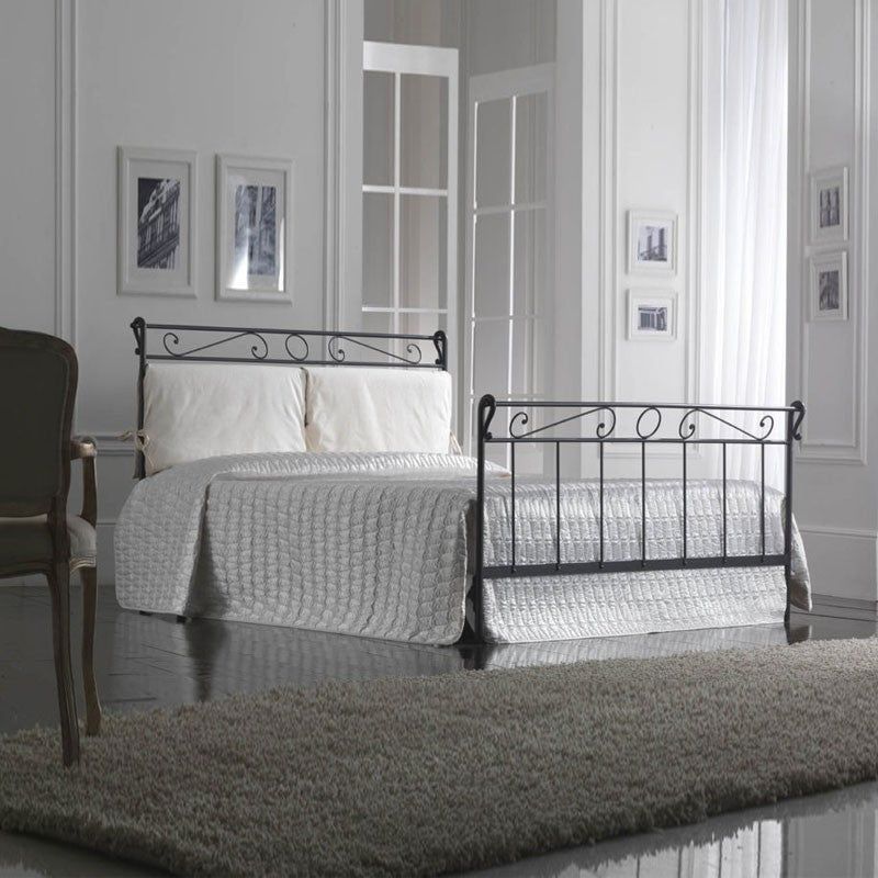 Cama doble de hierro con pie de cama Negro LEONARDO 170x218x h118 cm