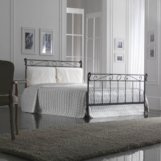 Cama doble de hierro con pie de cama Negro LEONARDO 170x218x h118 cm